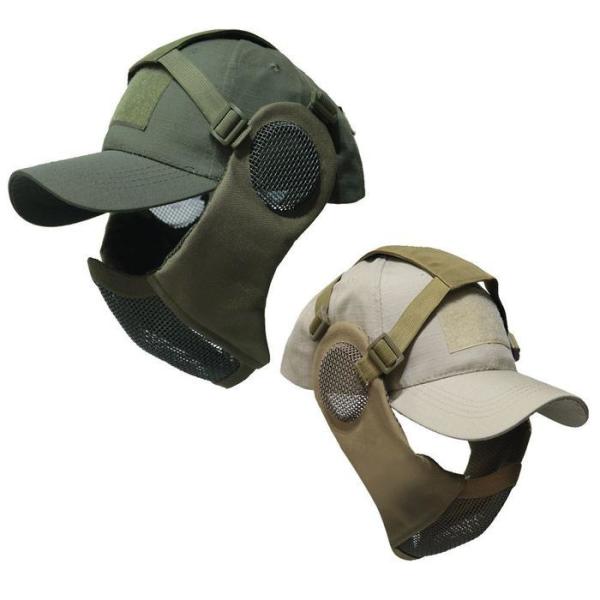 RG52OPQ1サバイバル 野球帽子 耳 顔 プロテクター マスク セット