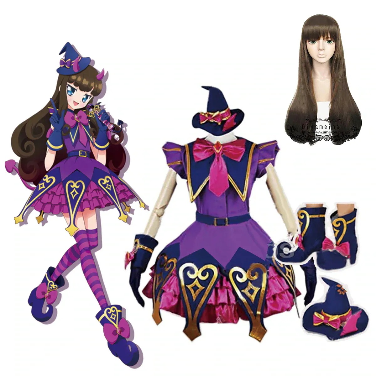 プリパラ 黒須あろま くろすあろま 帽子+靴下+靴カバー なりきり ウィッグ追加 可 コスプレ衣装 ハロウィン クリスマス 学園祭 文化祭 仮装