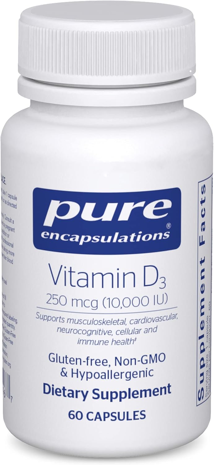 アメリカ医師の推薦 Pure Encapsulations Vitamin D3 250 mcg (10,000 IU) 60カプセル