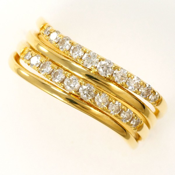 K18 18金 YG リング 指輪 10号 ダイヤ 0.40 カード鑑別書 ジュエリー 中古