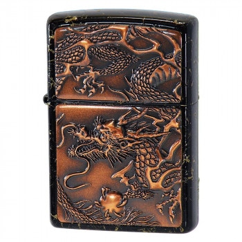 ZIPPO ライズメタル 赤龍 金乱糸 黒