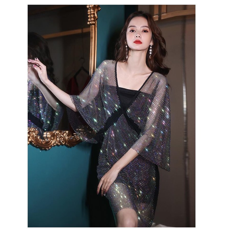 パーティードレス ミモレ丈 袖あり ウエディングドレス 結婚式ドレス 二次会 衣装 舞台 披露宴 演