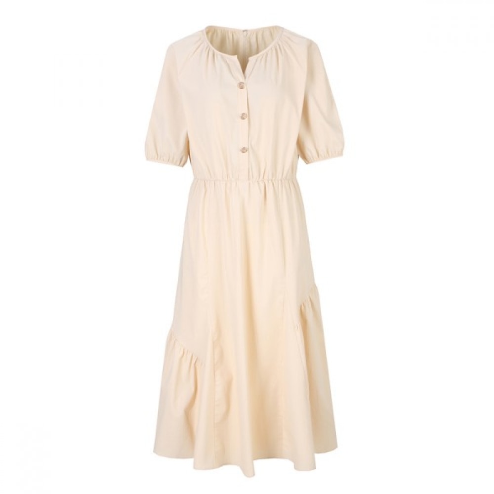 (C) ボタンバルーンスリーブロングドレス (SGOAF2562)