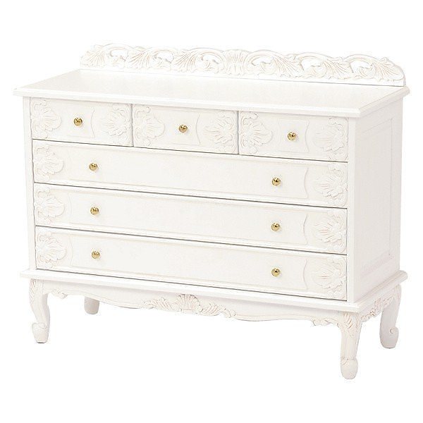 アンティーク調 ワイドチェスト 小引出し 猫脚 重厚感 彫刻 収納 タンス お姫様風 家具