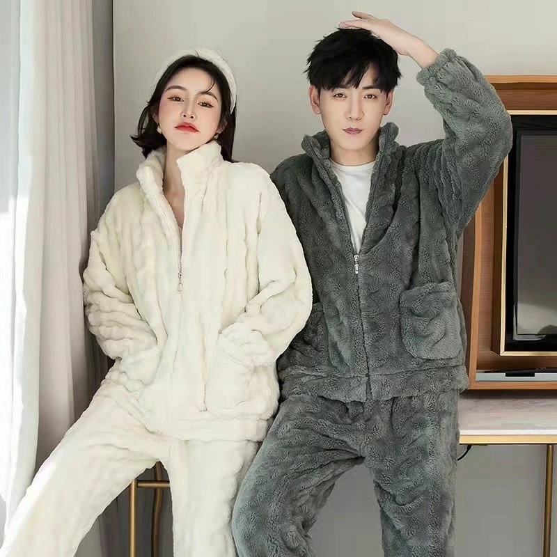 挑戦最安値 冬用 モコモコ パジャマ ルームウェア 上下セット レディース メンズ 大人 ペアルック カップル 裏起毛 もこもこ ふわもこ 真冬 暖かい ボア ネル 防寒 保温 長袖 前開き シンプル