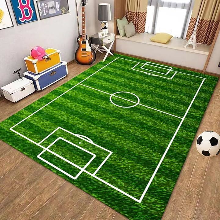 サッカーマット サッカー場 プレイマット キッズ カーペット ラグマット 洗える(グリーン, 100x200cm)