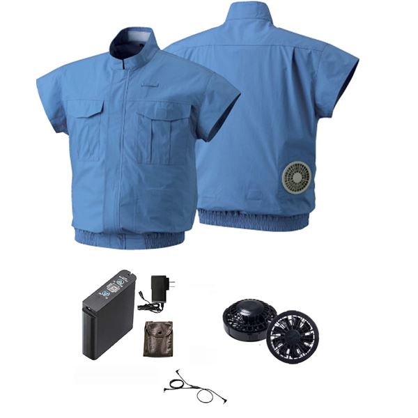 電設作業用 空調服 [ファン色：BK 色：LBL M] リチウムバッテリーセット