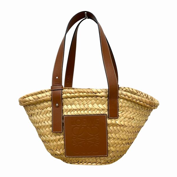 ロエベ アナグラム バスケットバッグ スモール ヤシの葉とカーフ バッグ ハンドバッグ 【中古】
