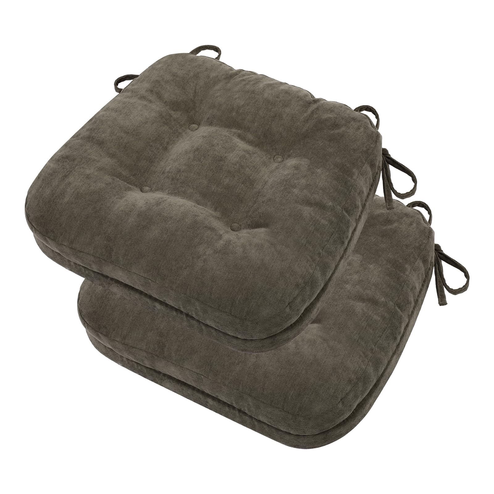 TanYoo 座布団 クッション 椅子クッション 厚め7cm 低反発+高反発 二層構造 ざぶとん 椅子用 低反発座布団 チェア用 フロア用 高反発ざぶとん 馬蹄型 滑り止め ひも付き (ブラウン ２枚