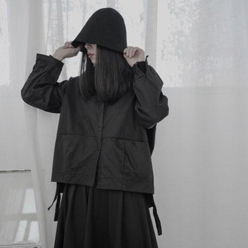 春の長袖黒シャツカジュアルレディースビッグポケットパーソナリティシャツレディースファッションルーズシャツ多目的カジュアルラージサイズレディース無地カジュアル快適 5,699円