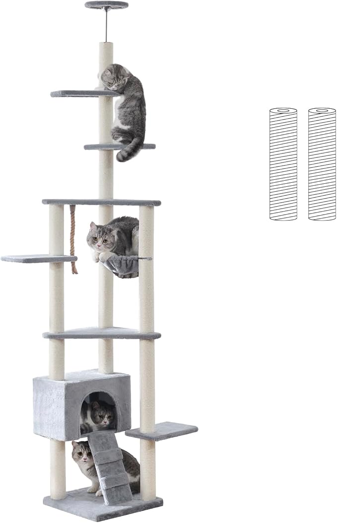 「全面ジュート巻き」U-Yocanpet キャットタワー 突っ張り 猫タワー 高さ調