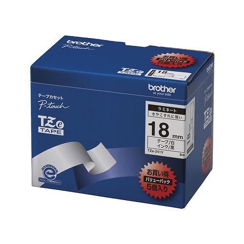 （まとめ買い）ピータッチテープ18mm白/黒（5個入） TZE-241V 00009848 [x3]