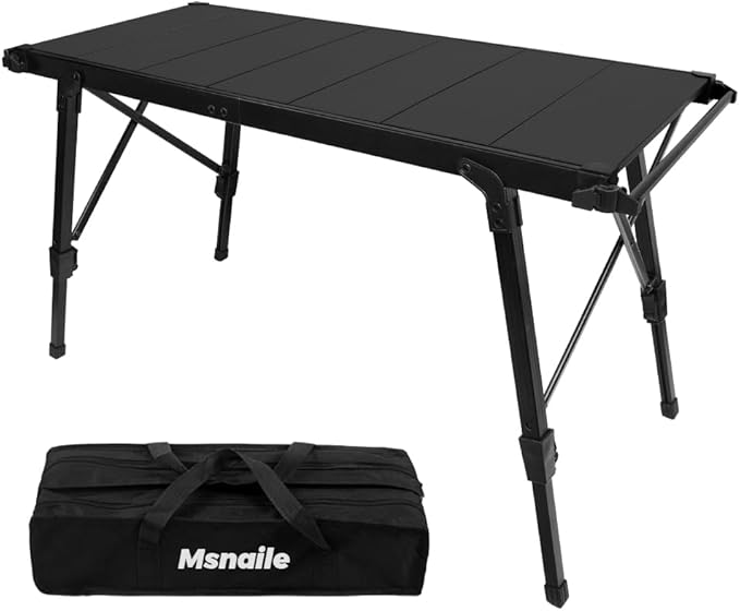 キャンプテーブル 折りたたみ コンパクトな収納 0.5ユニットアルミ合金天板 軽量 高さ38～55cm調節可能 3ユニット バーベキュー 焚き火 アウトドアテーブル 収納袋付き 日本語説明書付き