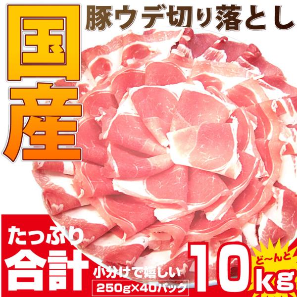 豚肉 スライス ウデ 切り落とし 国産 10kg 250g×40 メガ盛り うで 炒め物 豚 肉 17,040円
