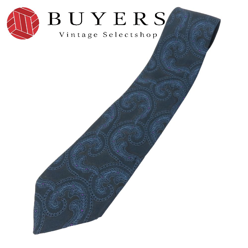 中古 ネクタイ 光沢 ペイズリー柄 シルク ネイビー系 パープル ブルー ブラック ビジネス 紳士 お洒落 メンズ 男性