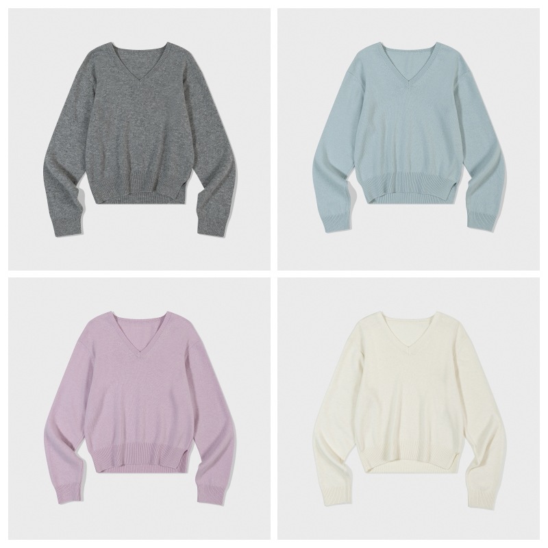 【LOW CLASSIC】 MERINO CASHMERE V-NECK SWEATER : 4COLORS