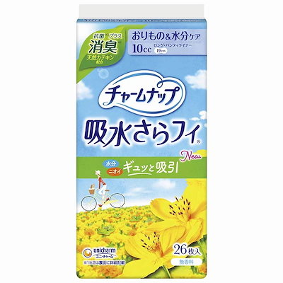 他サイト： 【3セット】チャームナップ 吸水さらフィ ロング 無香料消臭 羽なし 10cc 19cm 26コ入(おりもの&水分ケア 尿 吸水ライナー 尿もれライナー パンティーライナーサイズ)【軽い尿もれの方】の商品画像