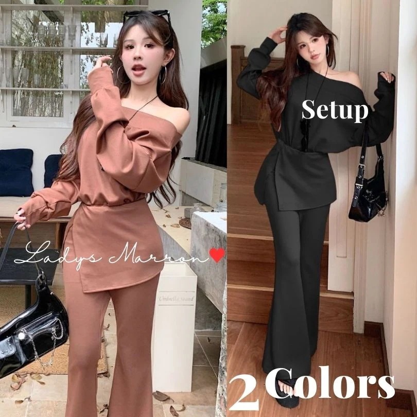 【急速出荷 2025年新作】スウェット セットアップ レディース 韓国 カジュアル スエット上下 ジャージ かわいい ジャージレディース ジャージセットアップ ツーピース オフショルダー 春 秋 冬