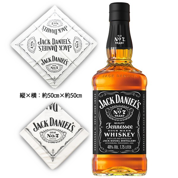 【正規品 1750ml オリジナルバンダナホワイト付き】ジャック ダニエル ブラックラベル オールド No.7 テネシーウイスキーJACK DANIELS TENNESSEE WHISKY J