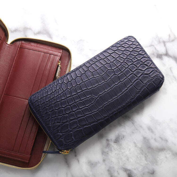 スモールクロコダイルメンズ長財布手帳型マット加工