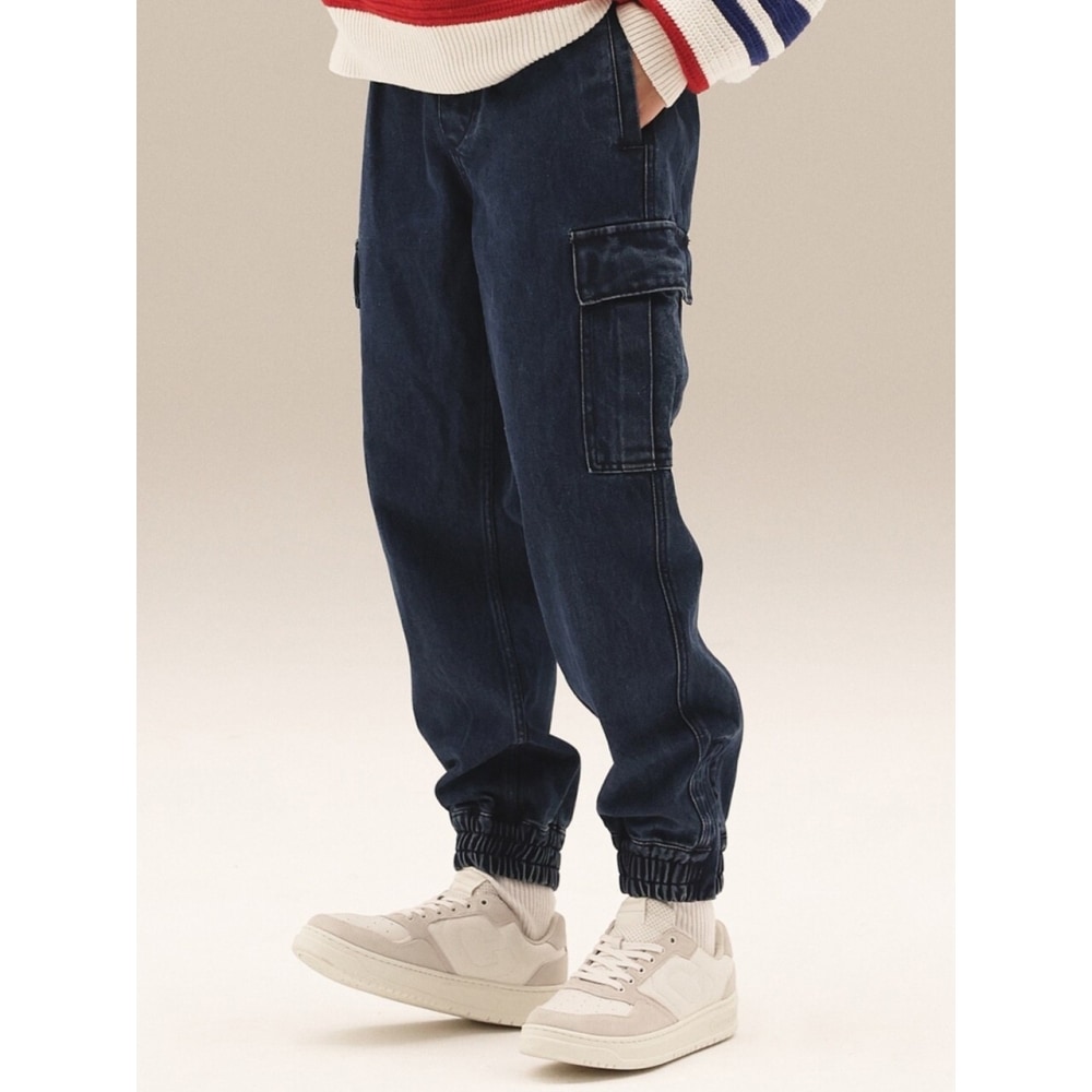 COVERNAT デニムカーゴジョガーパンツブルー