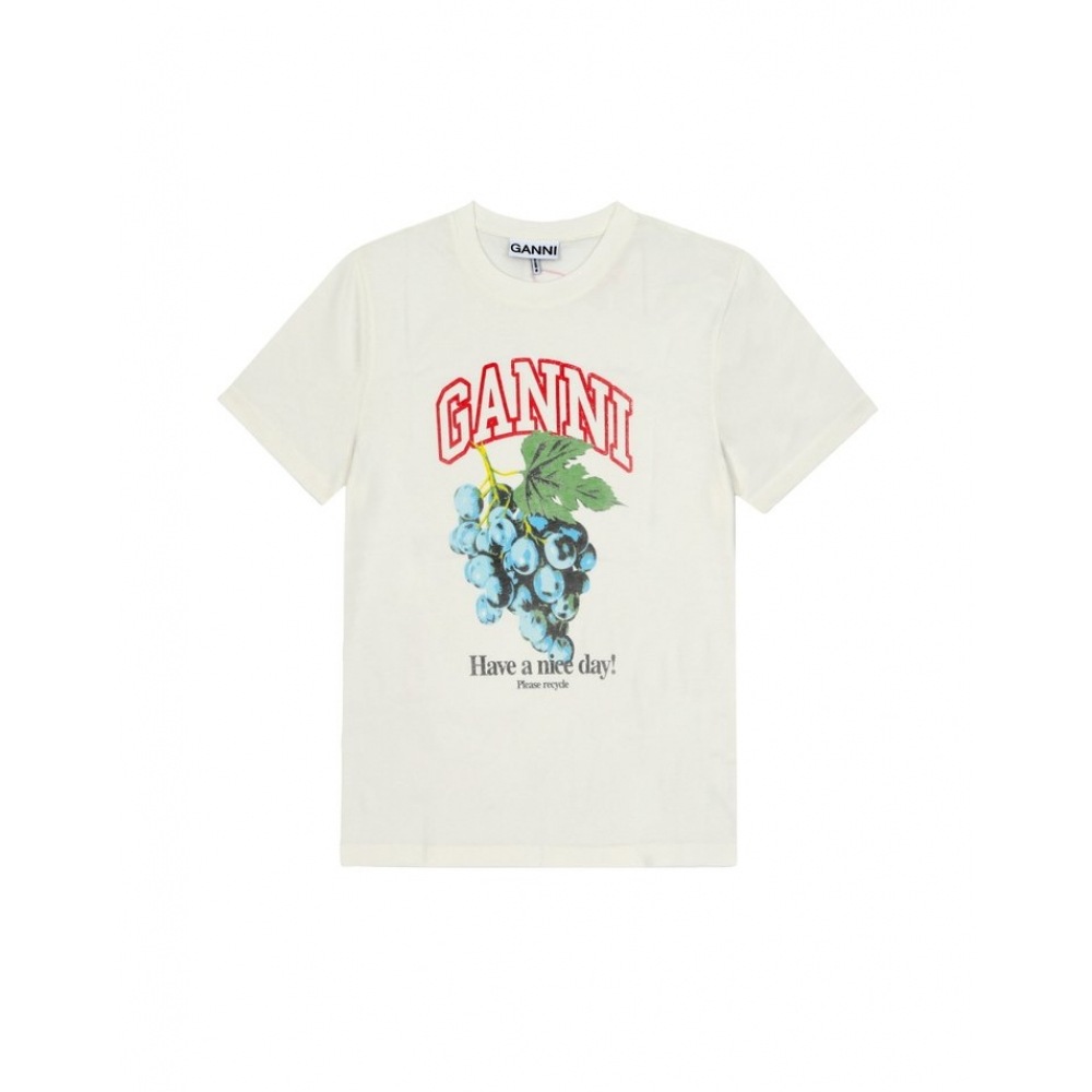 GANI ショートスリーブ T4230 135 グレープロゴプリントレディースショートスリーブ T シャツ即日発送