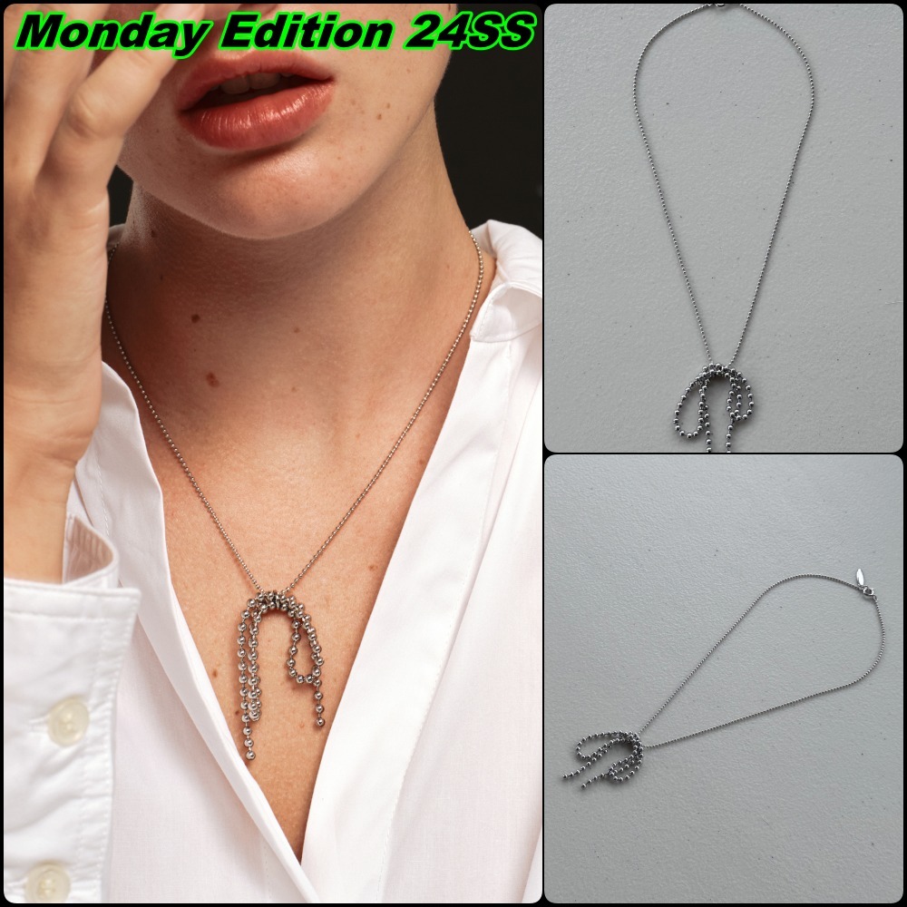 ネックレス・ペンダント Monday Edition _ Ball Chain Bow Necklace BOW-NOUVEAU-DIAMOND-NECKLACE-