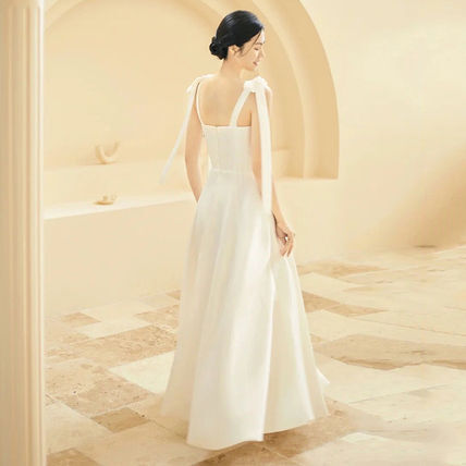 ウエディングドレス エレガント ハイウエスト Aライン無地 ロング ホームパーティーアイテム 結婚式二次会 きれいめ シンプル カジュアル 上品 おしゃれ かっこいい クール フォーマル 花嫁