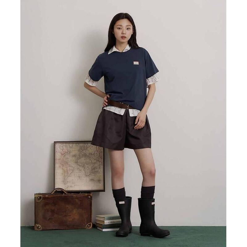BEANPOLE LADIES [HUNTER] 無地 オーバーフィット 半袖Tシャツ ネイビー (BF6642K02R) BF6642K02R 423104