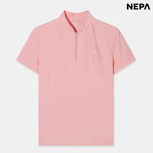 女性用アイストリコット半袖ジップアップTシャツ（7M45423-H56）