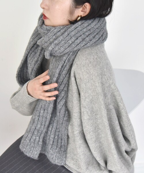 [最安値挑戦]ストール quaranciel: リブ ボリューム ロング マフラー レディース