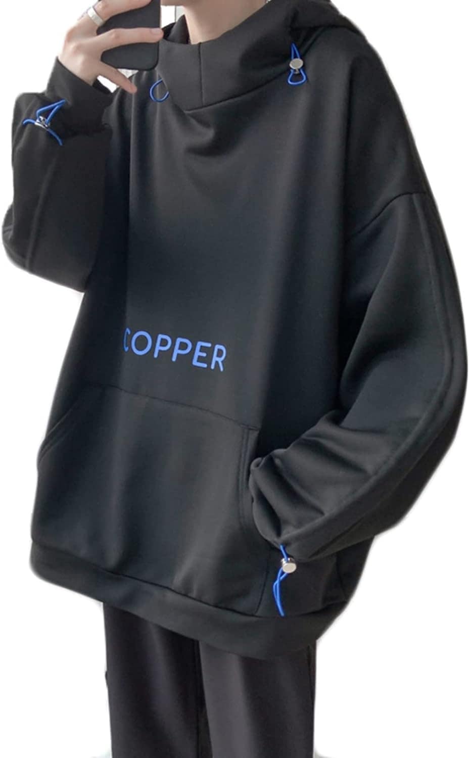 メンズ パーカー トレーナー フード付き カジュアル 大きいサイズ ヒップホップ系 韓国風 ハンサム 丈長め オーバーサイズ 体型パカー トップス プルオーバー 肌触りがいい ファッション 通気 伸縮