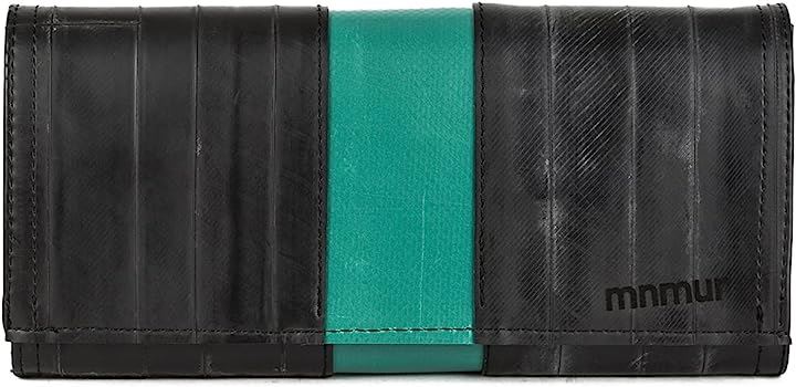 FEMME イタリア製ハンドメイド 長財布 軽量高耐久タイヤチューブ素材( ブラック+グリーン)