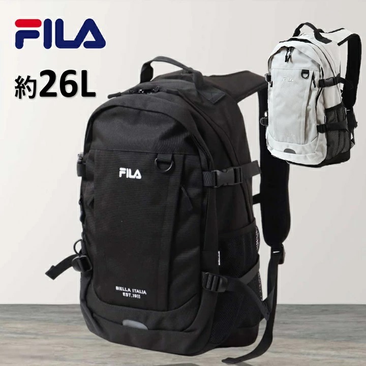 【FILA】 フィラ リュック フィラ デイパック 26L 大容量 大きい PCポケット サイドベルト付き おしゃれ 旅行 スポーツ アウトドア タウン 通勤 通学 メンズ レディース ユニセックス
