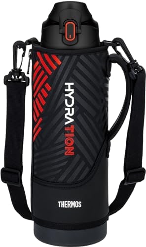 サーモス 水筒 真空断熱スポーツボトル 1.5L ブラックオレンジ 保冷専用 子供用 ポーチ付き 肩に優しいストラップ FJS-1500F BK