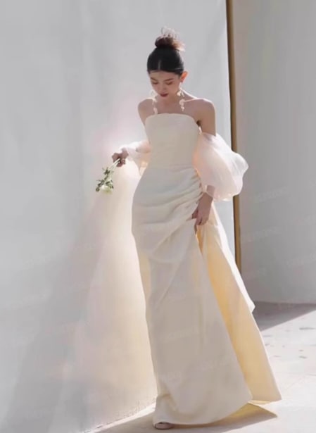 ウエディングドレス ベアトップ ドロップショルダー 編み上げ 結婚式 27,170円