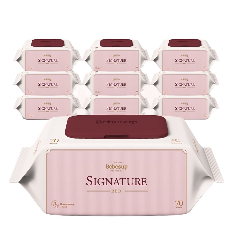 ベベフォレストベビーティッシュシグネチャーレッドキャップ型70枚10個