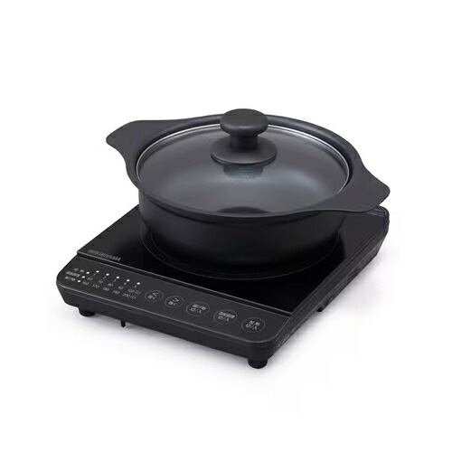 アイリスオーヤマ【IRIS】1口 卓上IHコンロ鍋セット 1000W ブラック 鍋20cm IHKP-T39220-B【卓上IHクッキングヒーター】