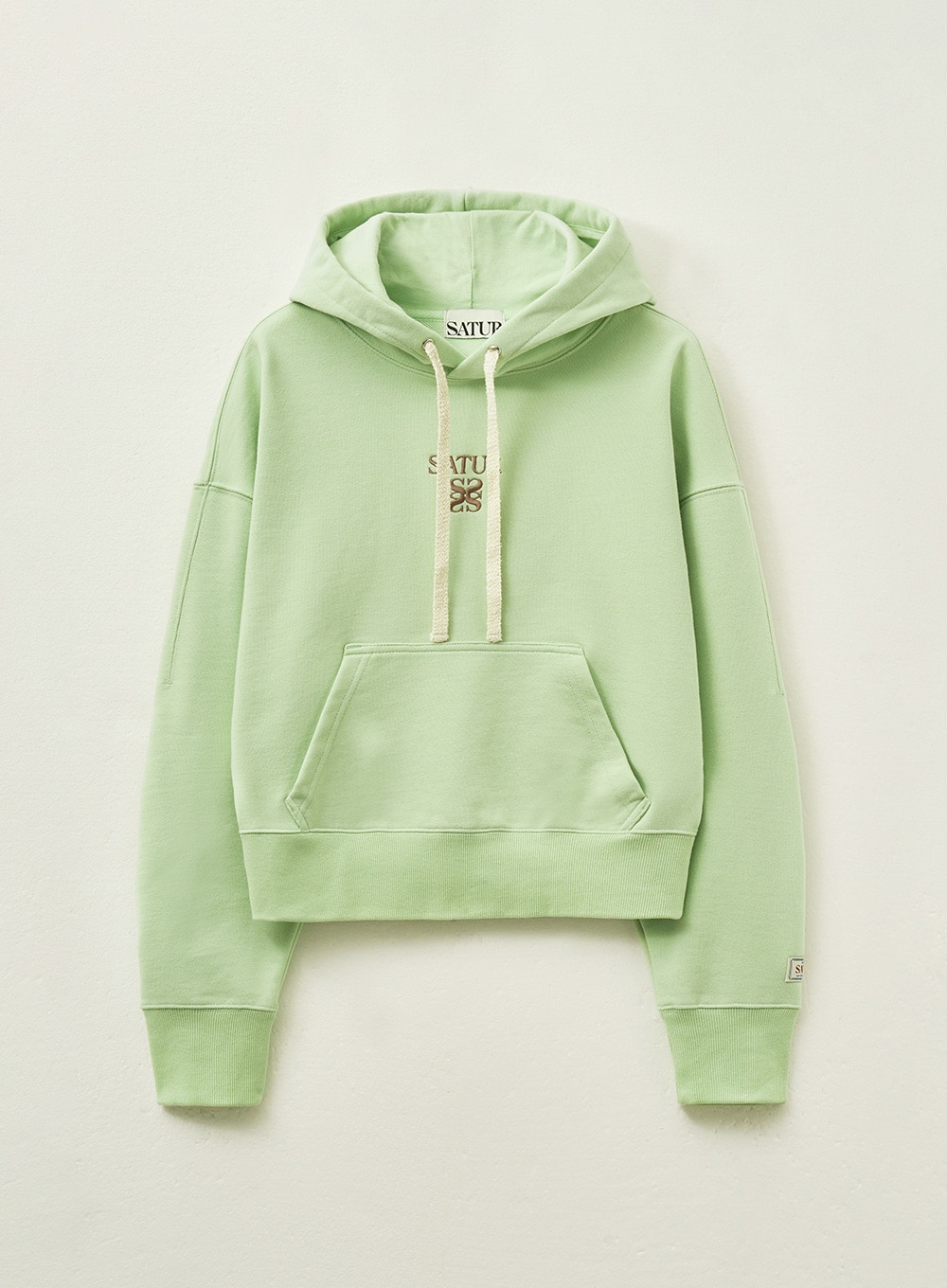 【SATUR】 (W) APERO POCKET CROP HOODIE : LIGHT GREEN