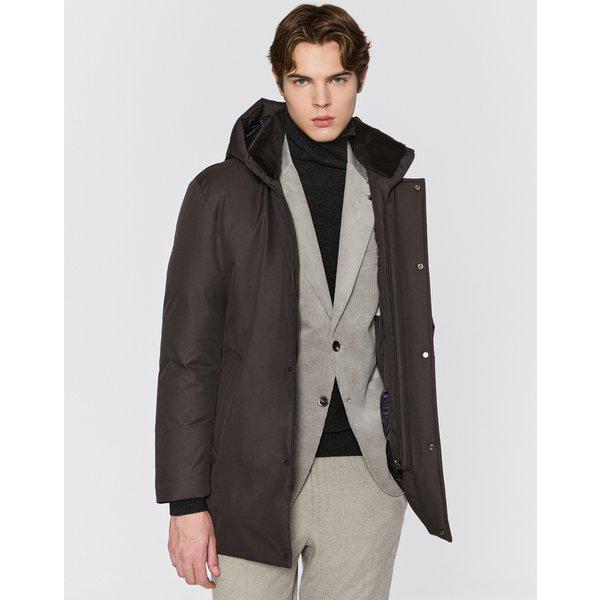 [25FW] グレーミンクファーカラー取り外し可能フードグースダウンジャンパー DMJU5D001G2