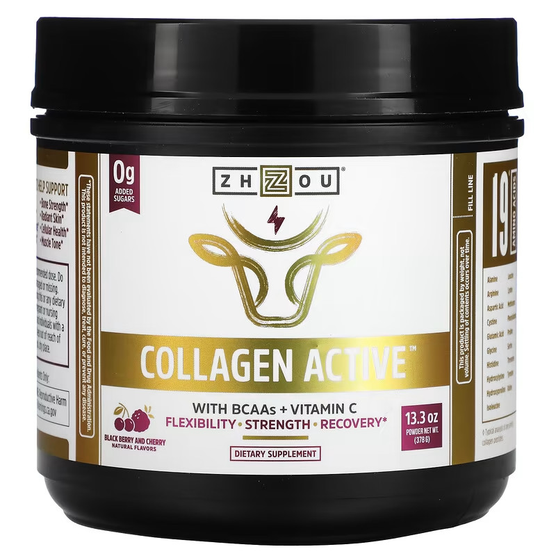 Zhou Nutrition　Collagen Active（コラーゲンアクティブ）ブラックベリー＆チェリー378g（13.3オンス）