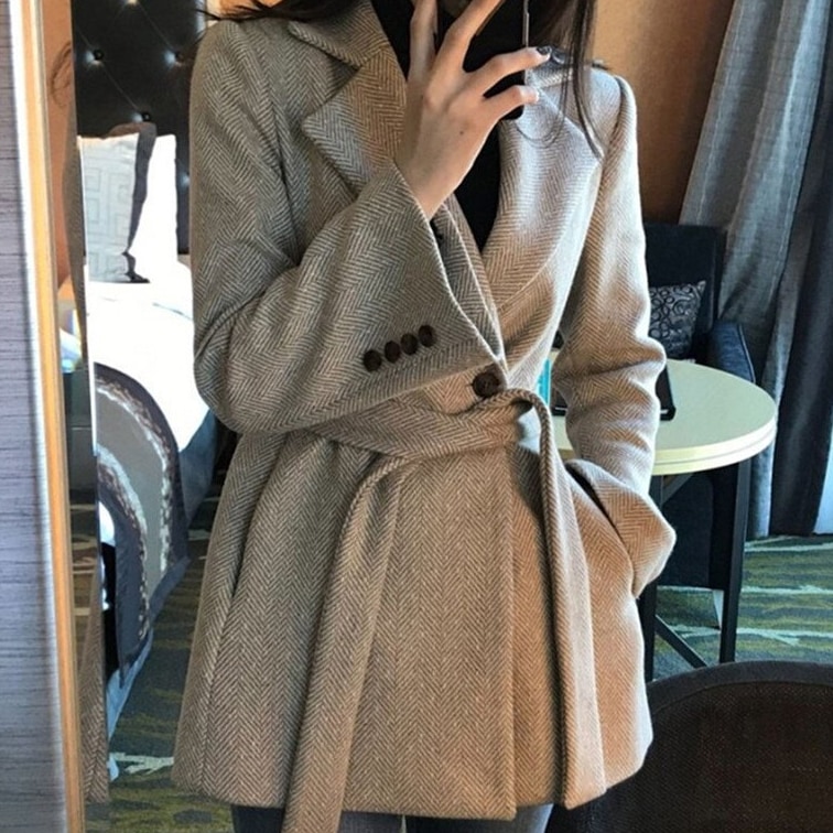 ラシャコート ベルト付き アウター 秋物 エレガ チェスターコート レディース テーラードジャケッ