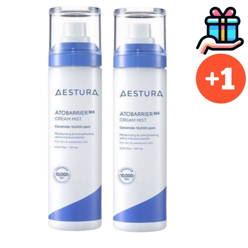 [韓国人気1+1]アトバリア365 クリームミスト120ml+120ml 計240ml 光彩保湿 韓国化粧品 オリーブヤング 持続力 密着固定 霧噴射 スプレー