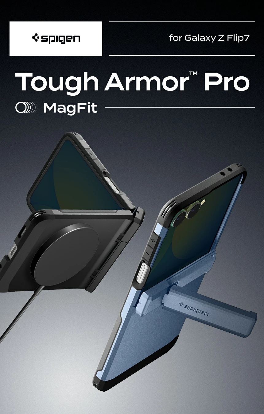 ギャラクシー Z フリップ7 ケース ヒンジ保護 耐衝撃 MagFit対応 キックスタンド付き 指紋防止 Galaxy Z Flip7 SC-55F ケース レンズ保護 シュピゲン タフアーマー・プロ