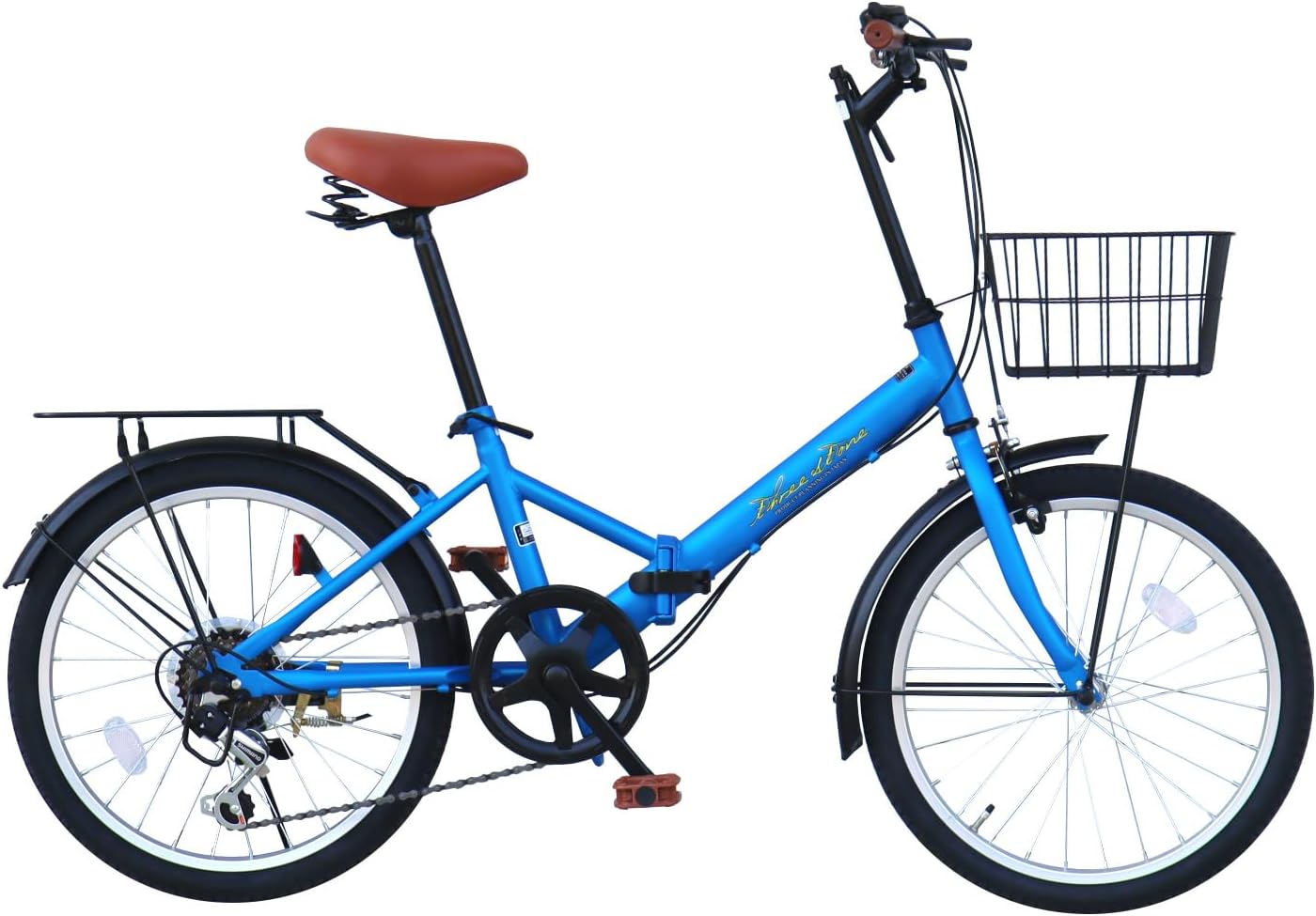 折りたたみ自転車 自転車 20インチ AJ-08C 荷台付き シマノ6段ギア カゴ ライト ワイヤーロック錠 プレゼント 通勤 通学 街乗り