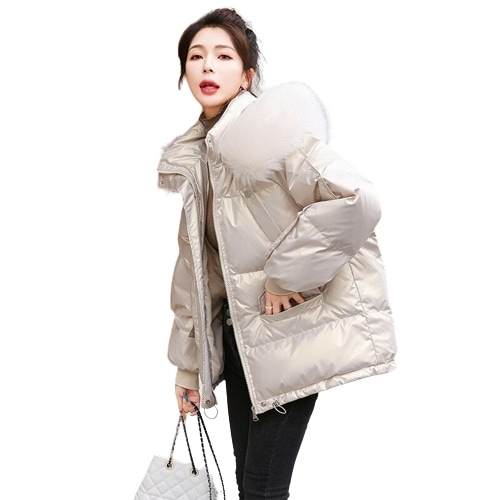 厚手で厚手の羽毛綿入れ女性の短いゆったりしたパン生地女性の大きいサイズの綿入れ