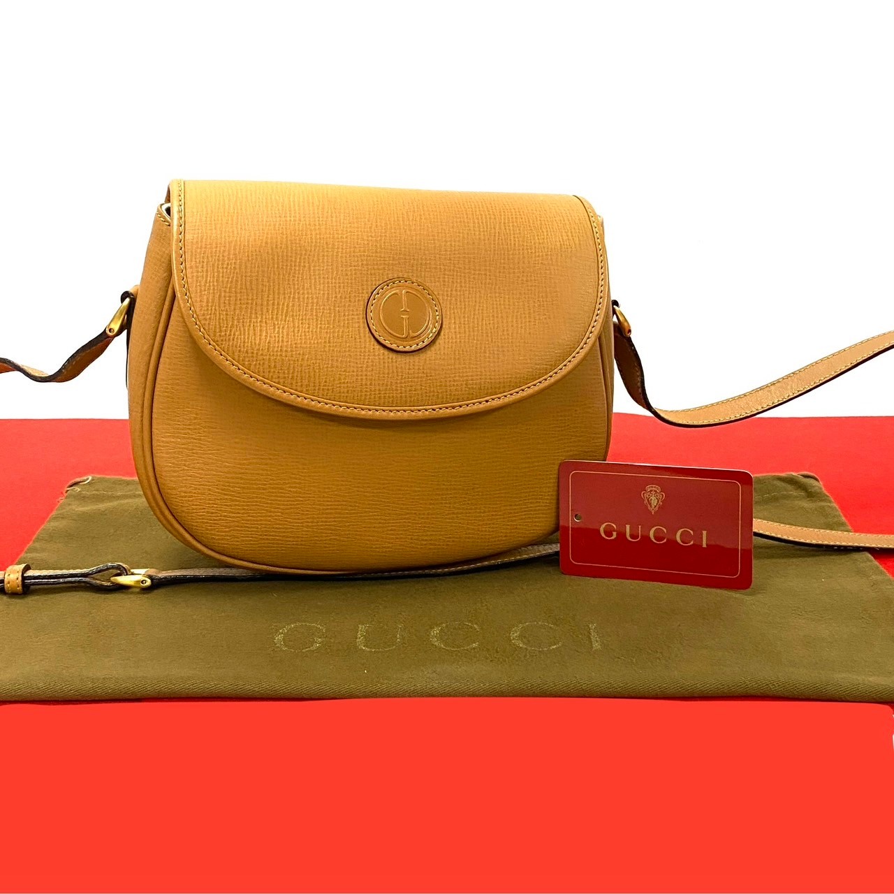 ヴィンテージ GG ロゴショルダーバッグ レザー ブラウン 33-10