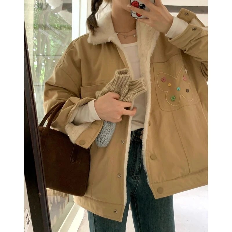 デザインイミテーションラビットファープラスベルベット暖かいファーコート女子学生秋冬カレッジスタイルジャケット30%制限