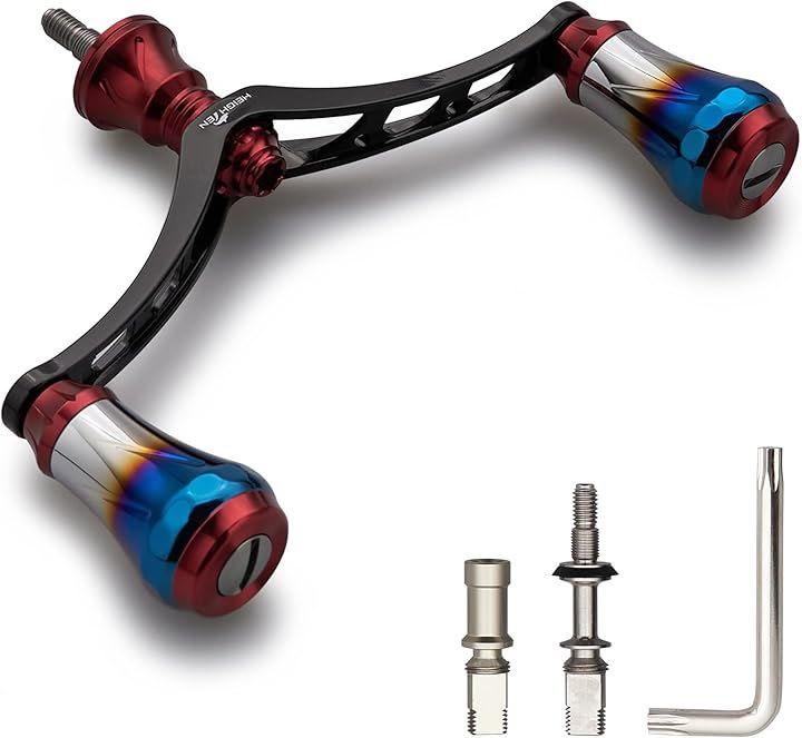 V4.0 80/98mm リール ハンドル 航空アルミ製 シマノ ダイワ 通用 スピニングリール Arch(ワインレッド(ノブ)＆ブラック(ハンドル), V4.0 - 98mm)