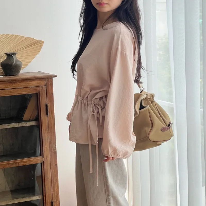 ドローストリング ウエスト ブラウス(韓国セレクトショップ)